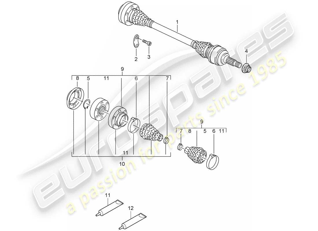 porsche 2008 (cayenne e1 9pa) drive shaft part diagram