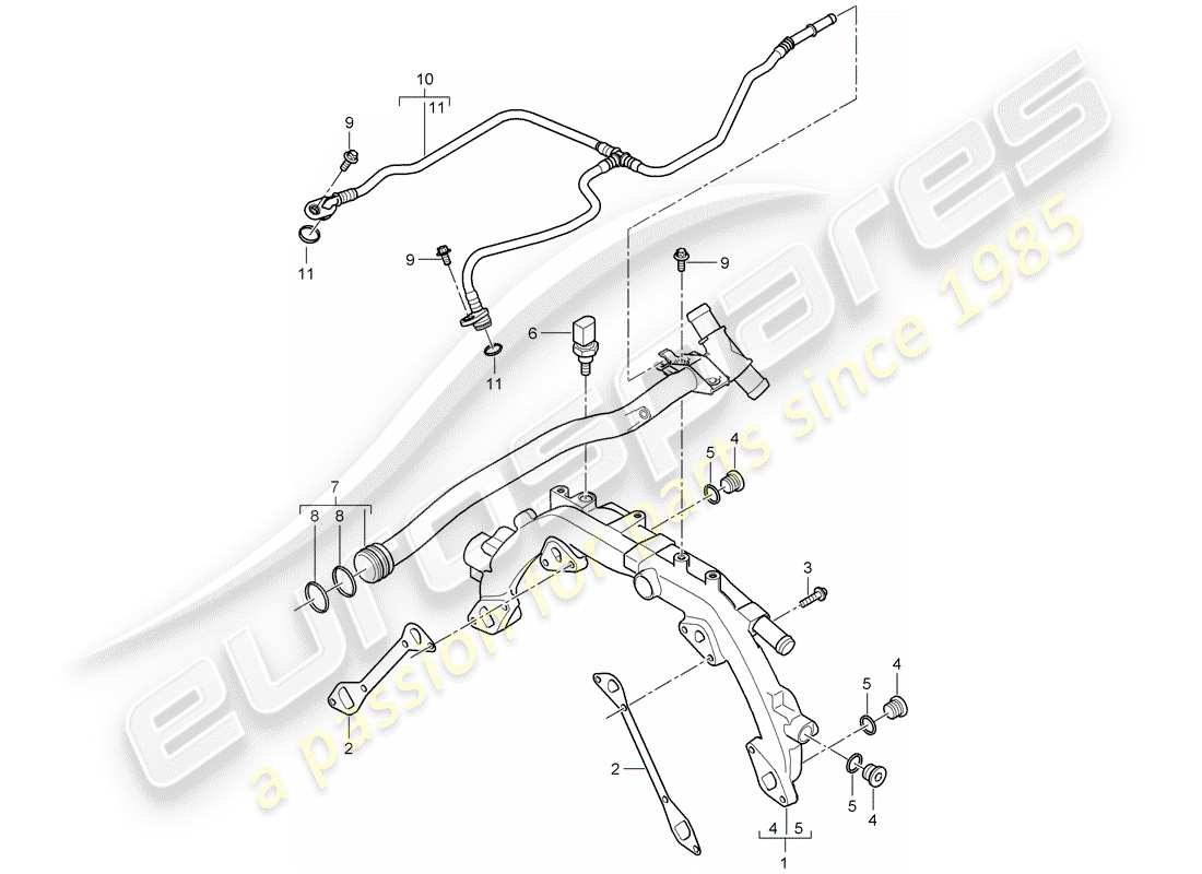 porsche 2008 (cayenne e1 9pa) coolant cooling system 1 part diagram