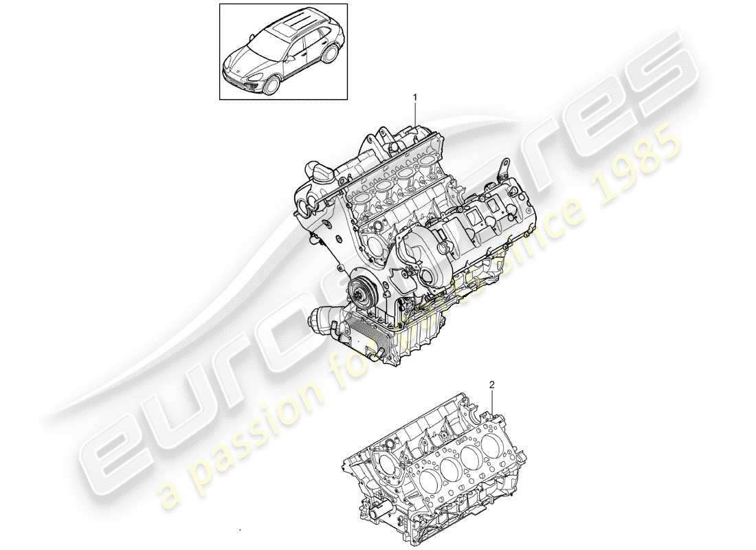 porsche 2008 (cayenne e1 9pa) base engine short block part diagram