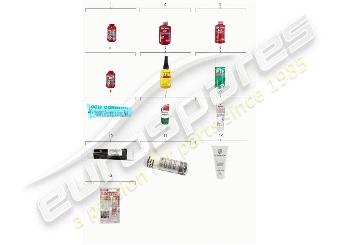 porsche 1997 (986 boxster) locking fluid adhesive and sealant part diagram