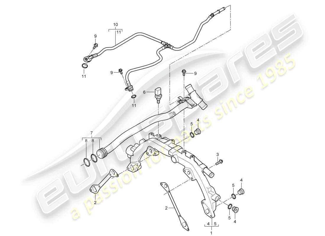 porsche 2010 (cayenne e1 9pa) coolant cooling system 1 parts diagram