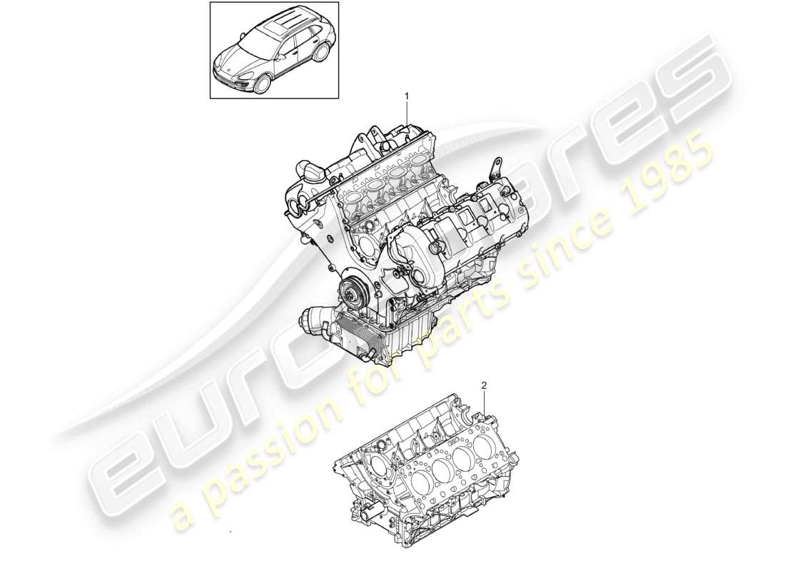 porsche 2010 (cayenne e1 9pa) base engine short block parts diagram