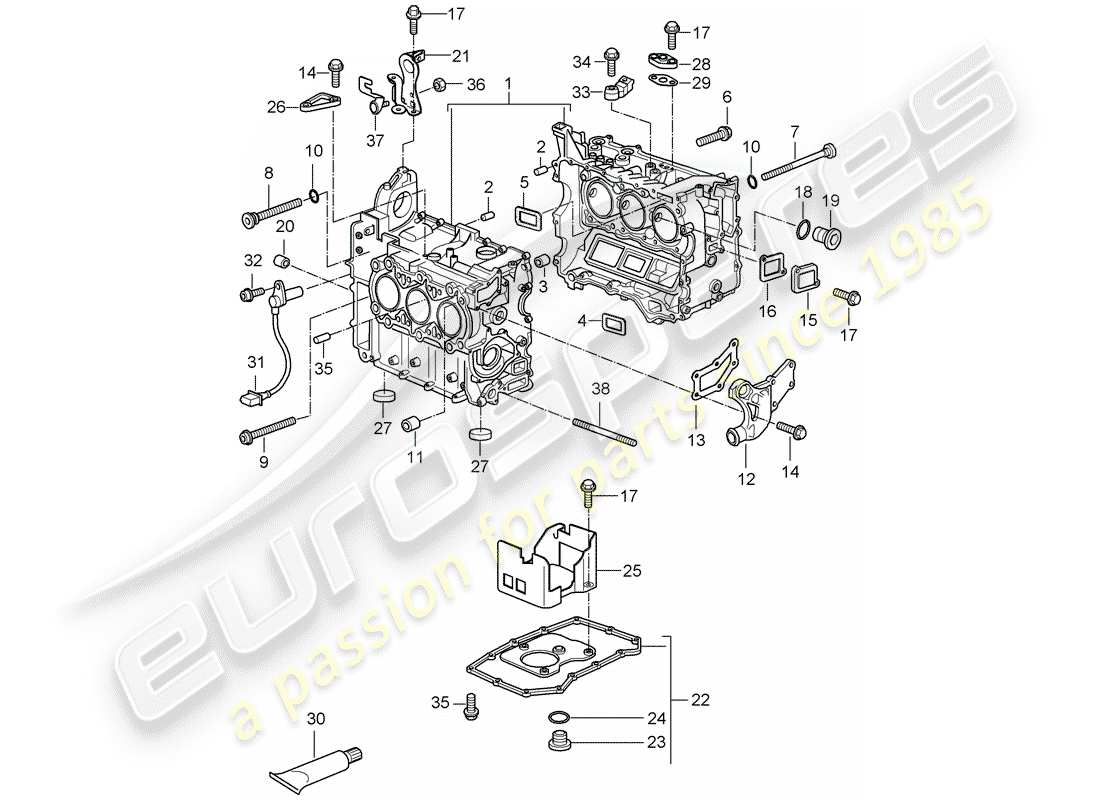 porsche cayman 987 (2008) crankcase parts diagram