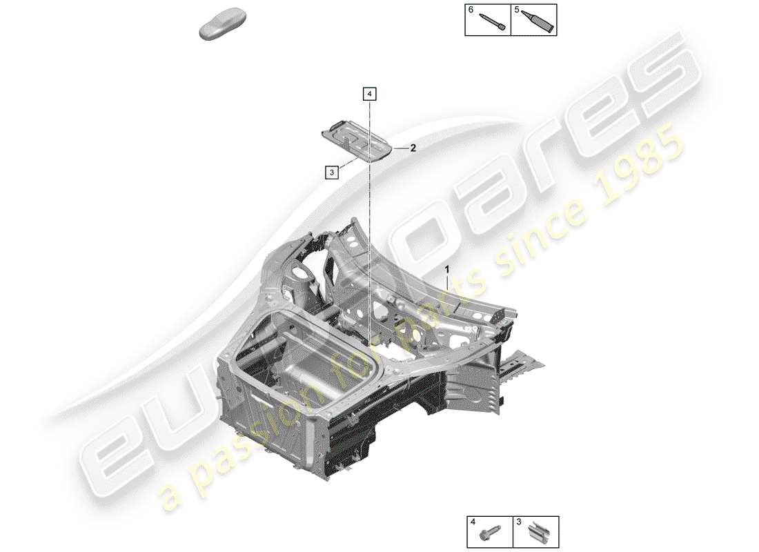 porsche 2020 (718 boxster spyder) front end (complete) parts diagram