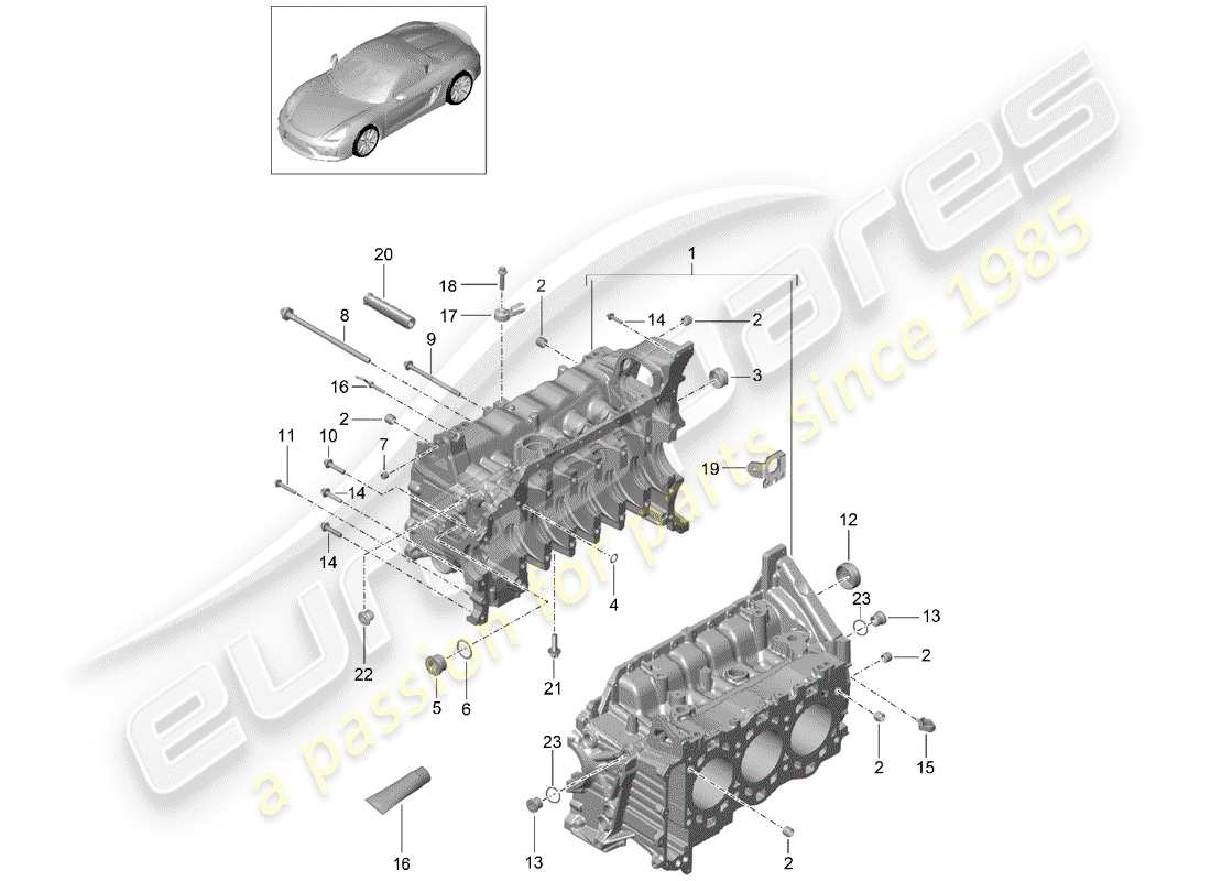 porsche 2016 (981 boxster spyder) crankcase housing parts diagram