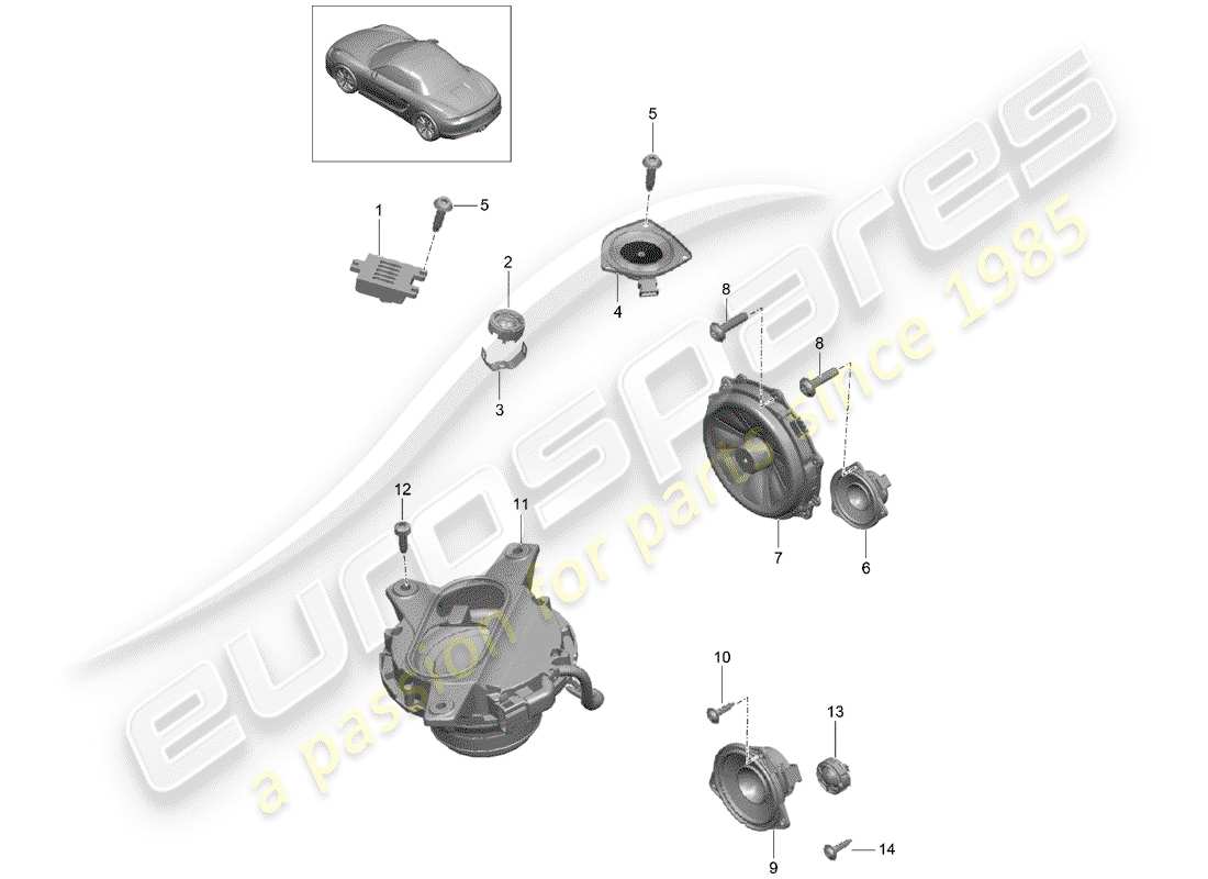 porsche 2016 (981 boxster) loudspeaker parts diagram