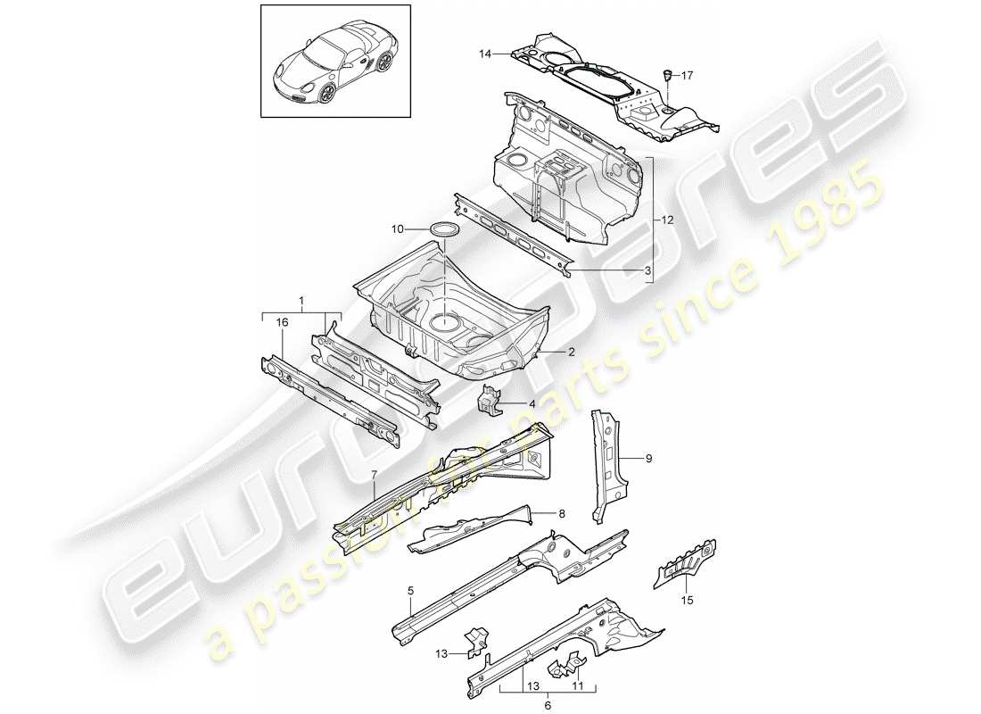 porsche 2009 (987 boxster) front end individual parts parts diagram