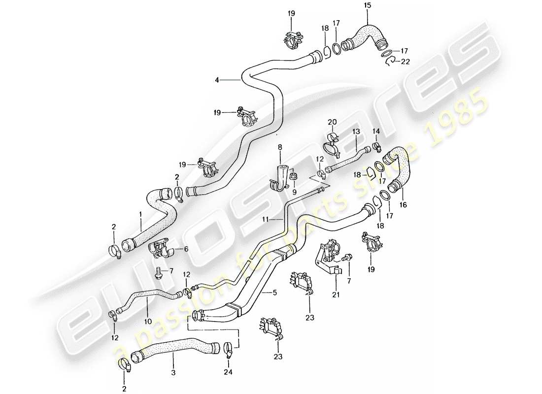 porsche 2002 (996 turbo / gt2) water cooling 1 part diagram