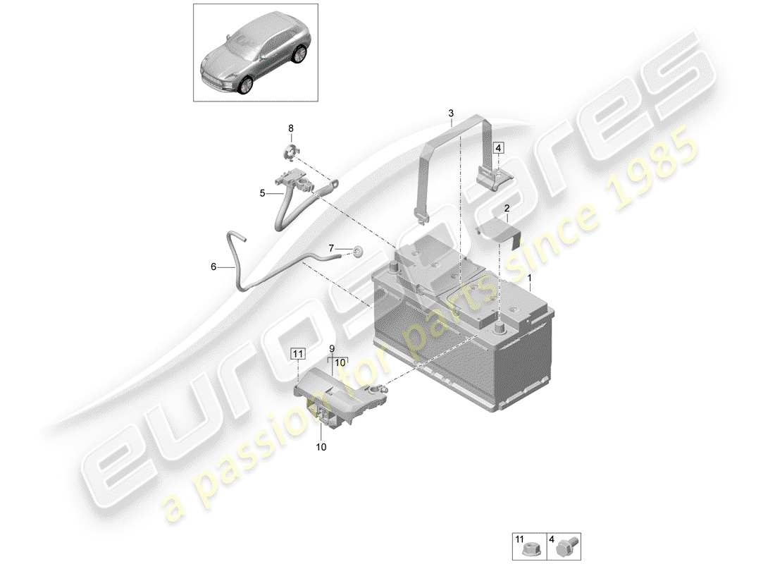 porsche 2019 (macan) battery part diagram