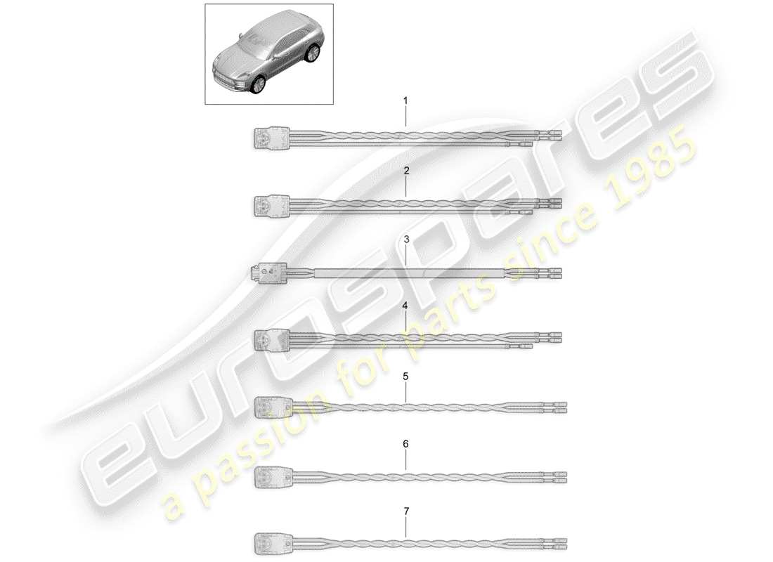 porsche 2019 (macan) wire set airbag for seat belt part diagram
