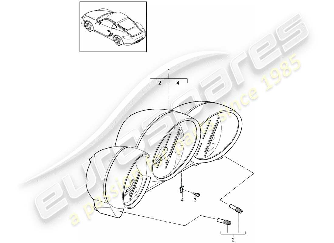 porsche 2010 (987 cayman) combi-instrument exclusive programme part diagram