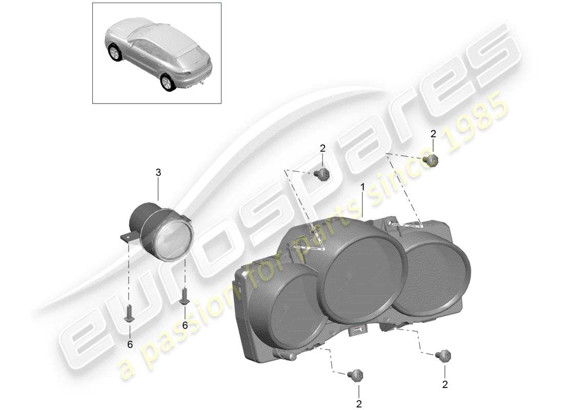 porsche 2014 (macan) combi-instrument dial multi-coloured stopwatch d >>- mj 2016 parts diagram
