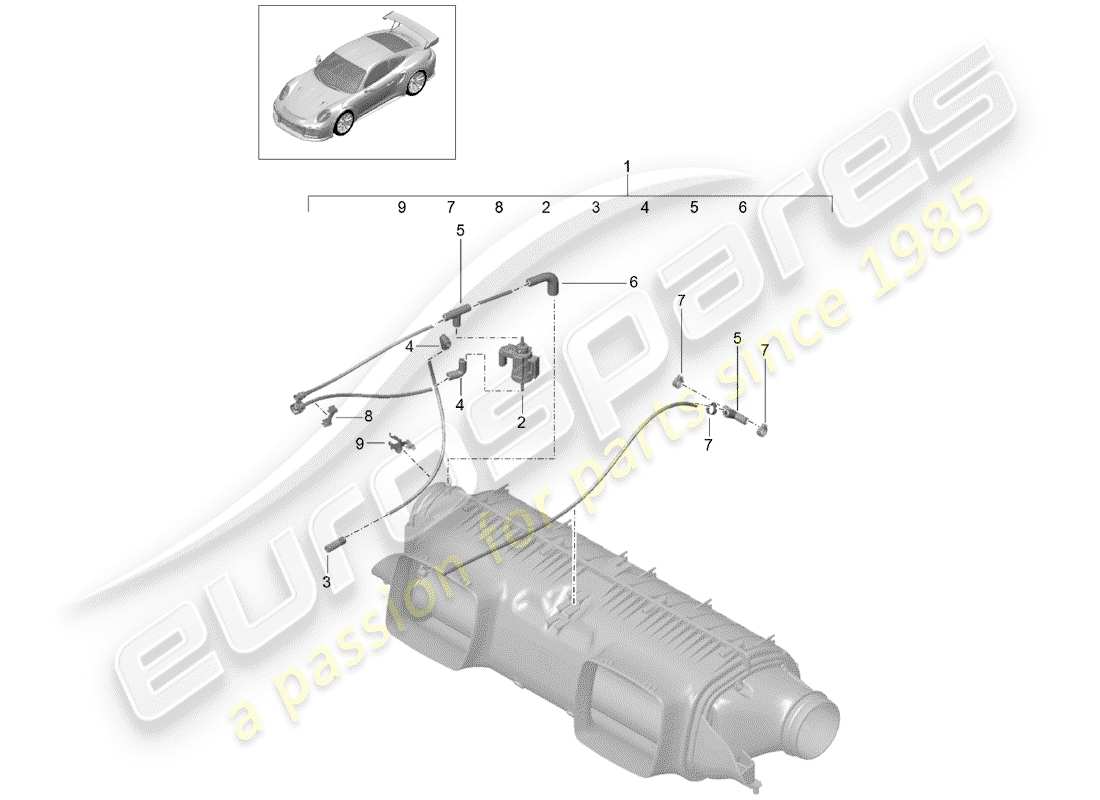 porsche 2016 (991-1 turbo) air filter vacuum system part diagram