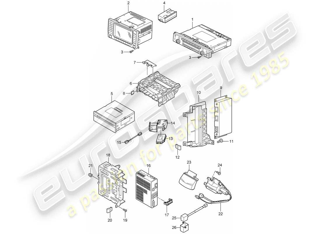 porsche 2009 (cayenne e1 9pa) radio unit navigation system receiver unit tv magnetic field probe compass reversing camera camera exterior mirror d >>- mj 2008 parts diagram