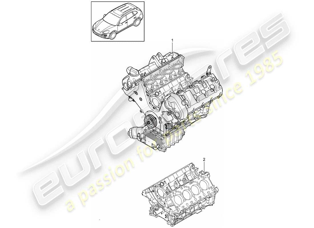 porsche 2017 (cayenne e2 92a) base engine short block part diagram