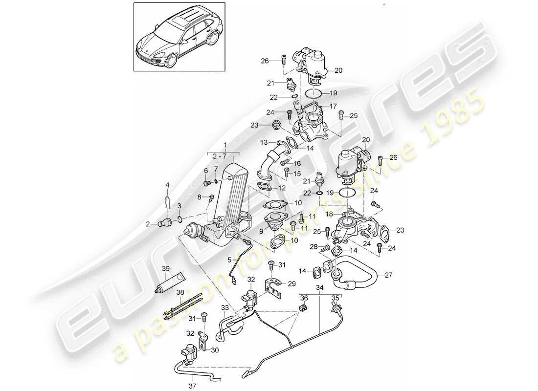 porsche 2012 (cayenne e2 92a) exhaust gas recirculation vacuum system part diagram