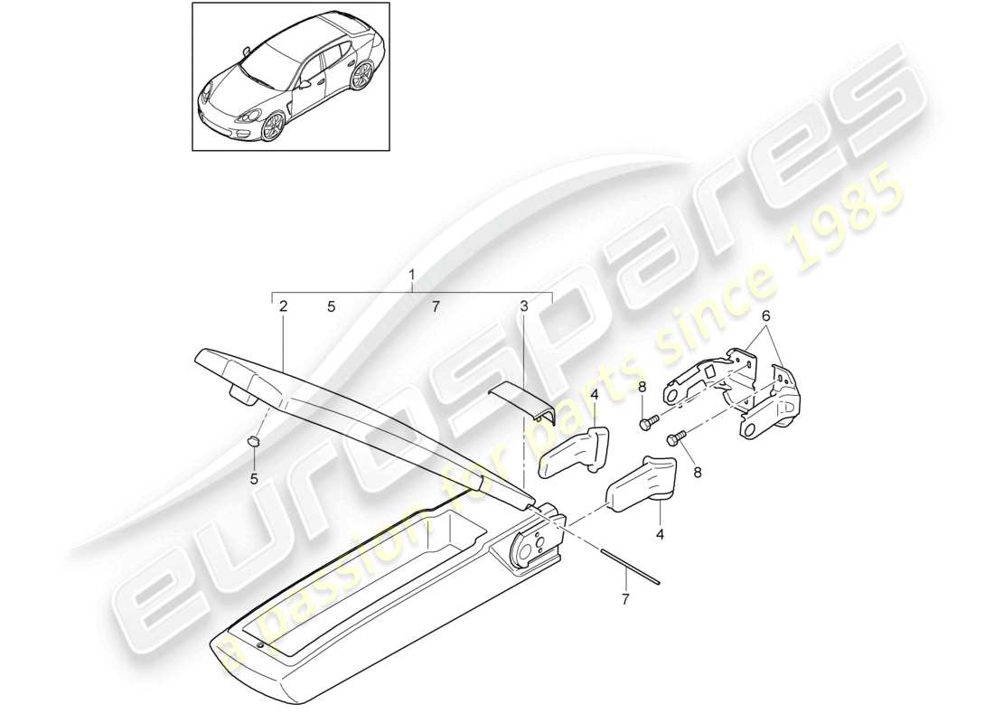 porsche 2012 (panamera 970) armrest center back seat backrest part diagram