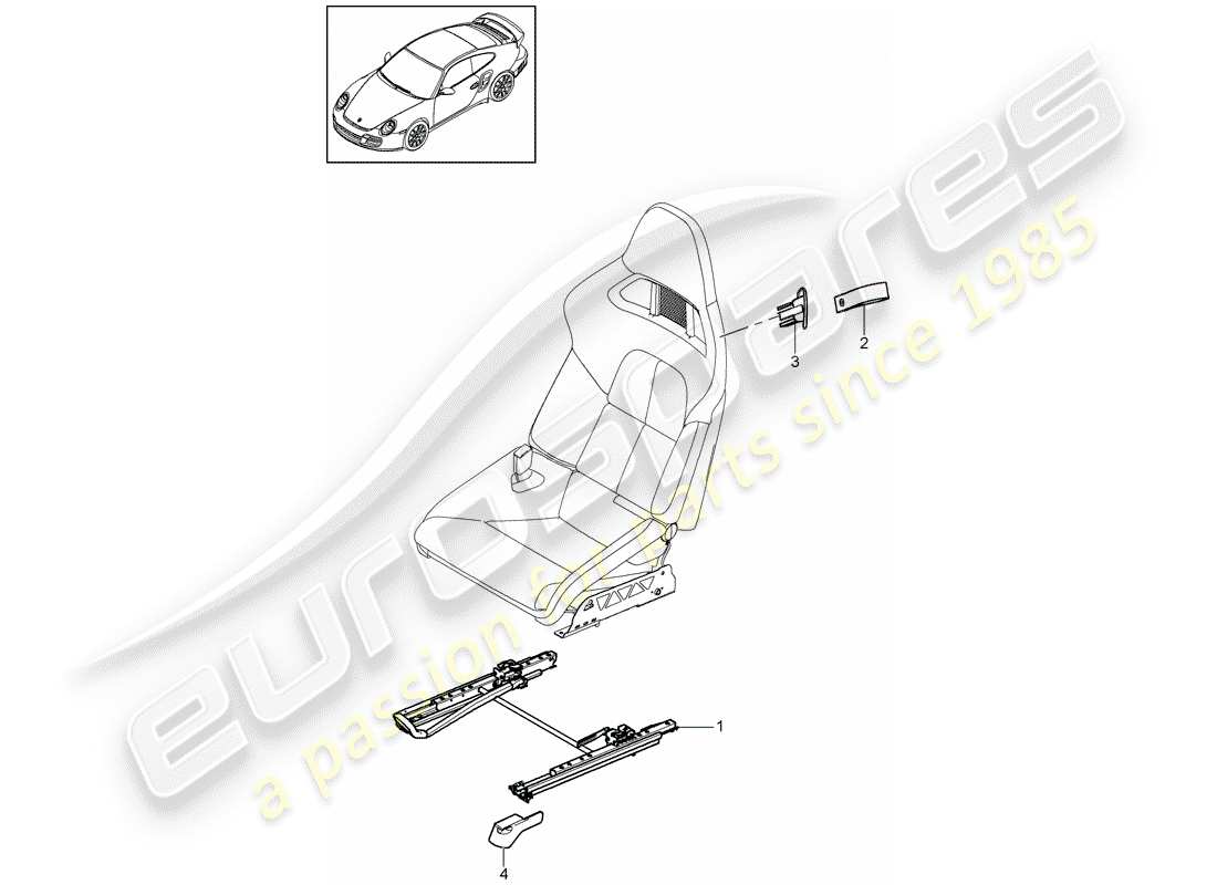 porsche 2011 (997-2 turbo / gt2 rs) seat parts diagram