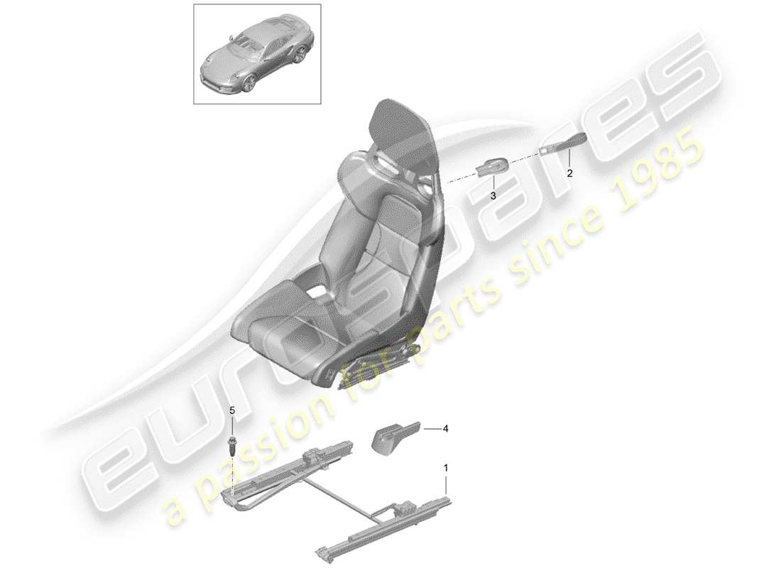 porsche 2016 (991-1 turbo) bucket seat folding (complete) no longer available part diagram
