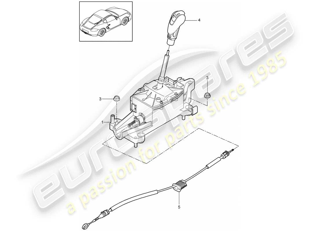 porsche 2010 (987 cayman) selector lever - pdk - part diagram