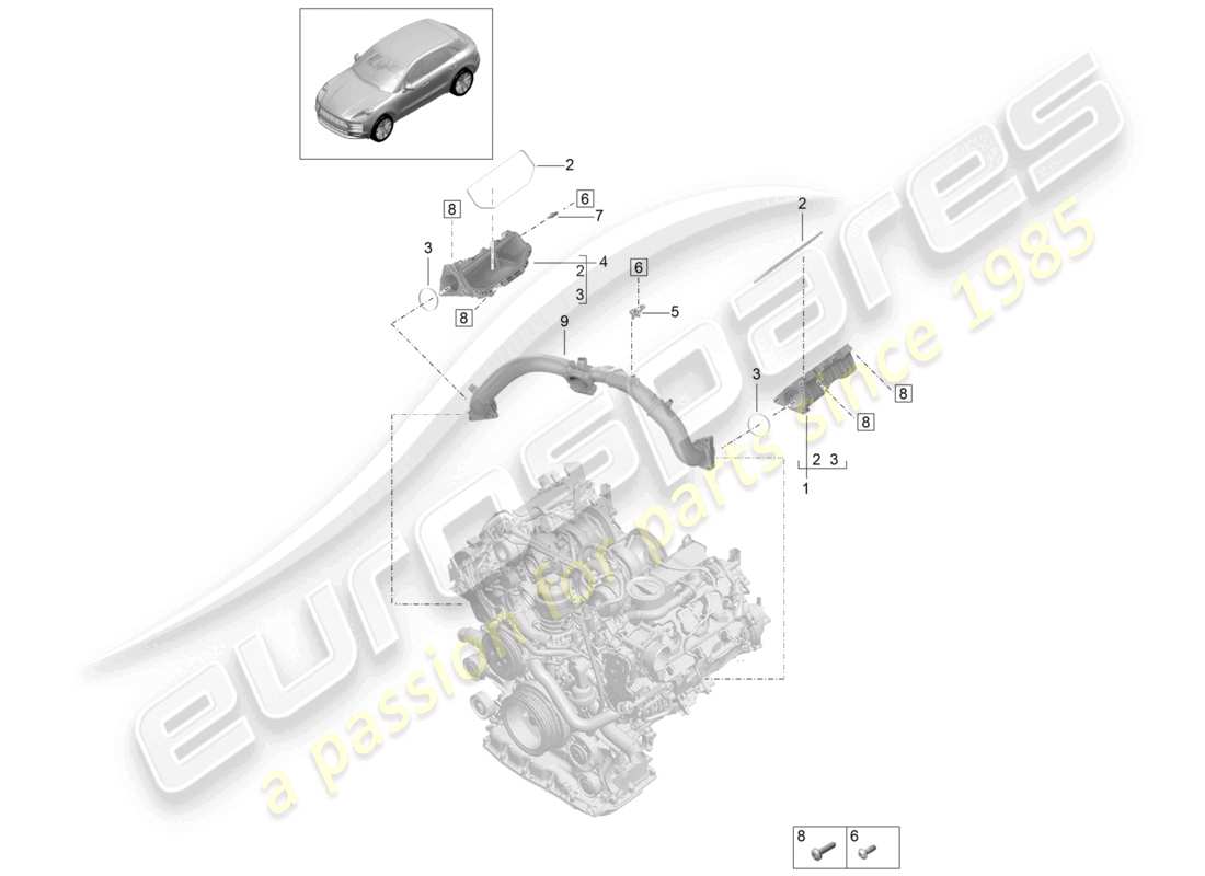porsche 2019 (macan) intake air distributor part diagram