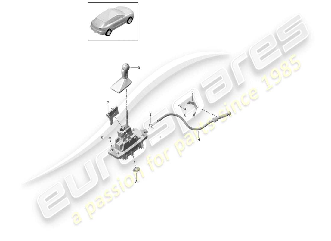 porsche 2019 (macan) selector lever - pdk - d - mj 2022>> part diagram