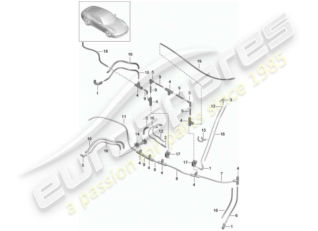 porsche 2016 (991-1) vacuum system engine parts diagram