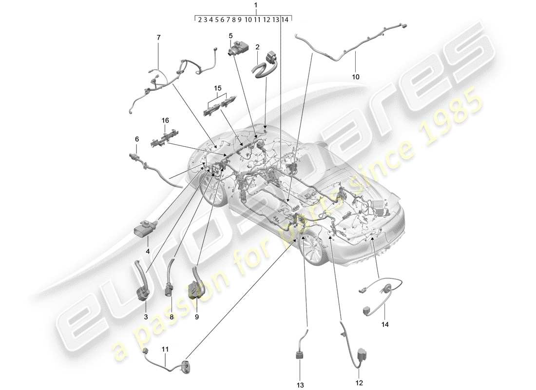 porsche 2016 (981 cayman gt4) wiring looms passenger compartment and part section wiring harness part diagram