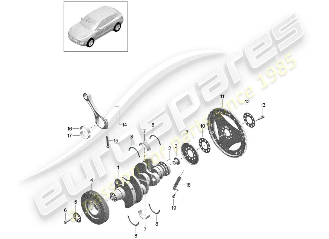 porsche 2018 (macan) crankshaft conrod part diagram