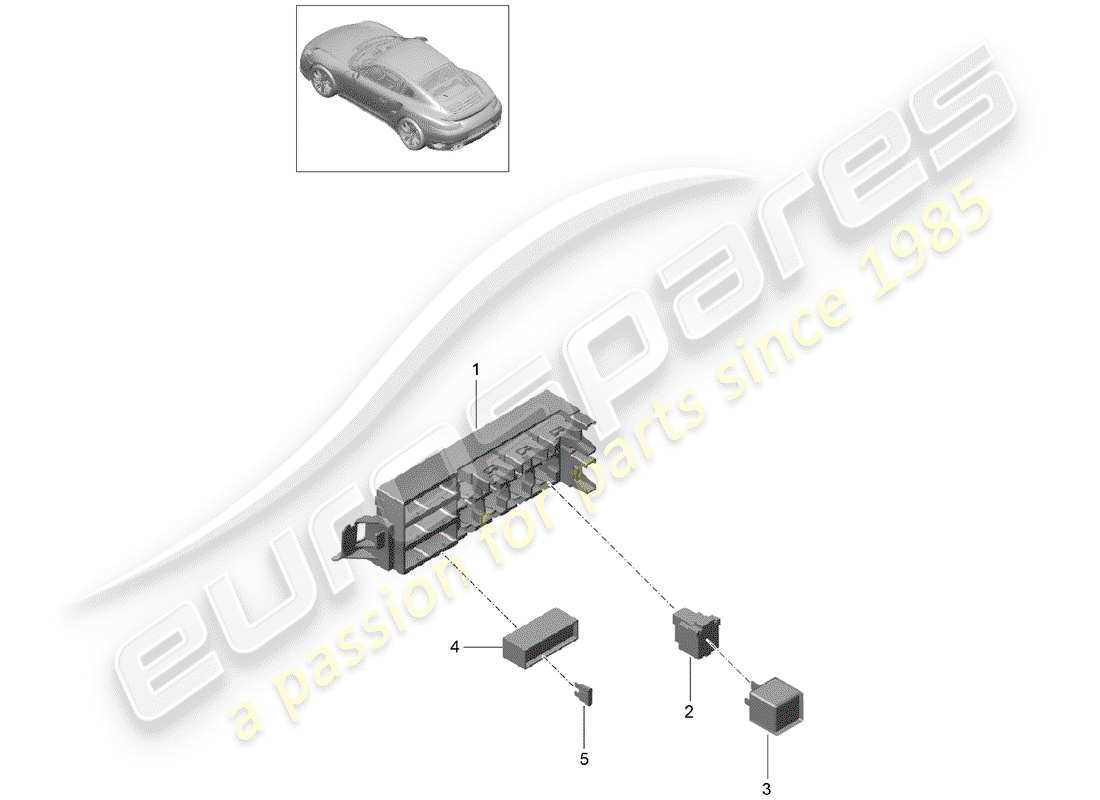 porsche 991 turbo (2016) fuse box/relay plate part diagram