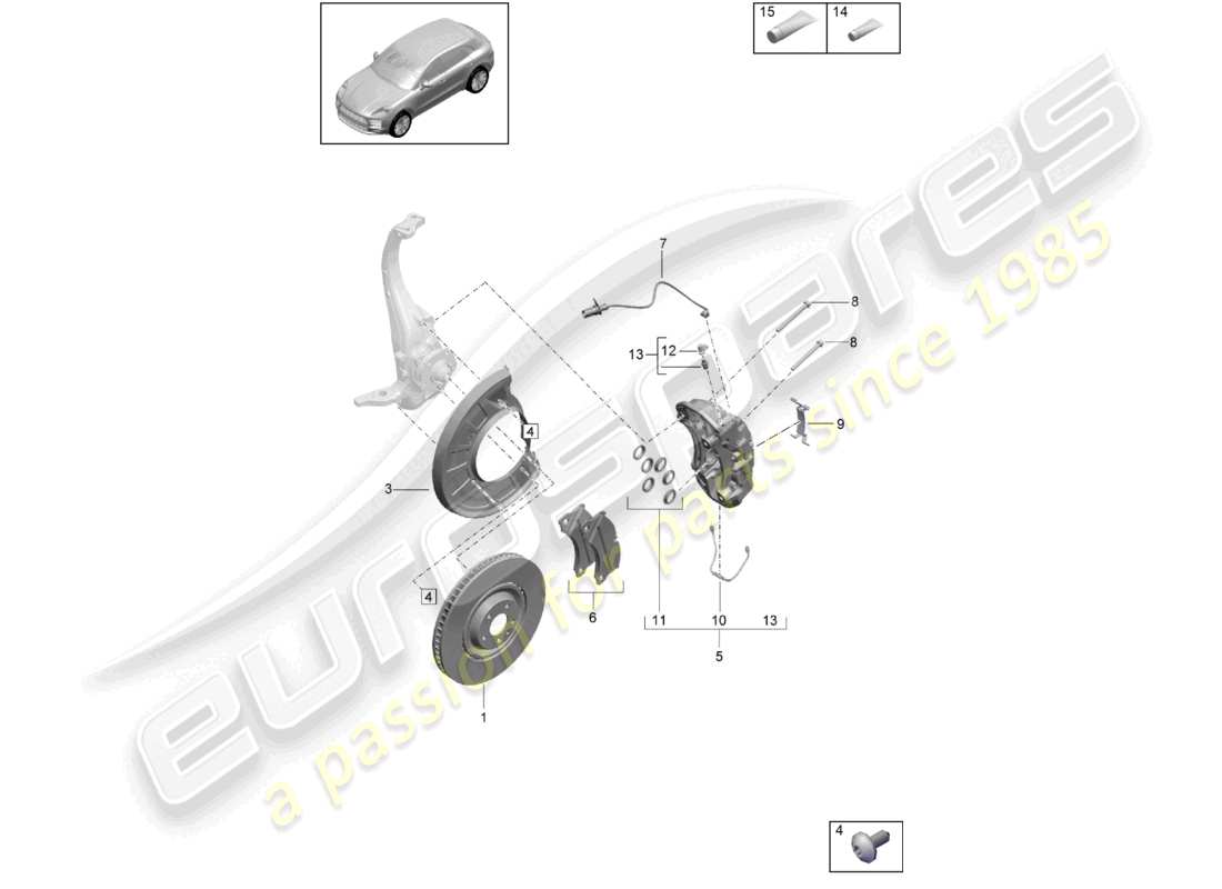 porsche 2020 (macan) disc brake front axle black d - mj 2022>> parts diagram