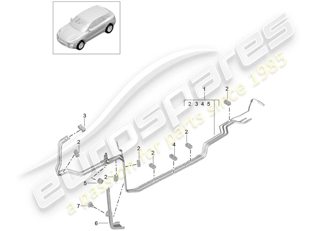 porsche 2018 (macan) fuel system fuel line underbody part diagram
