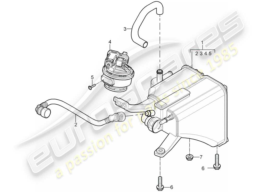 porsche 2009 (cayenne e1 9pa) activated charcoal container parts diagram