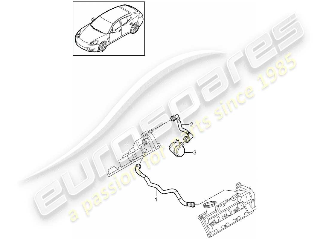 porsche 2013 (panamera 970) breather line crankcase housing part diagram