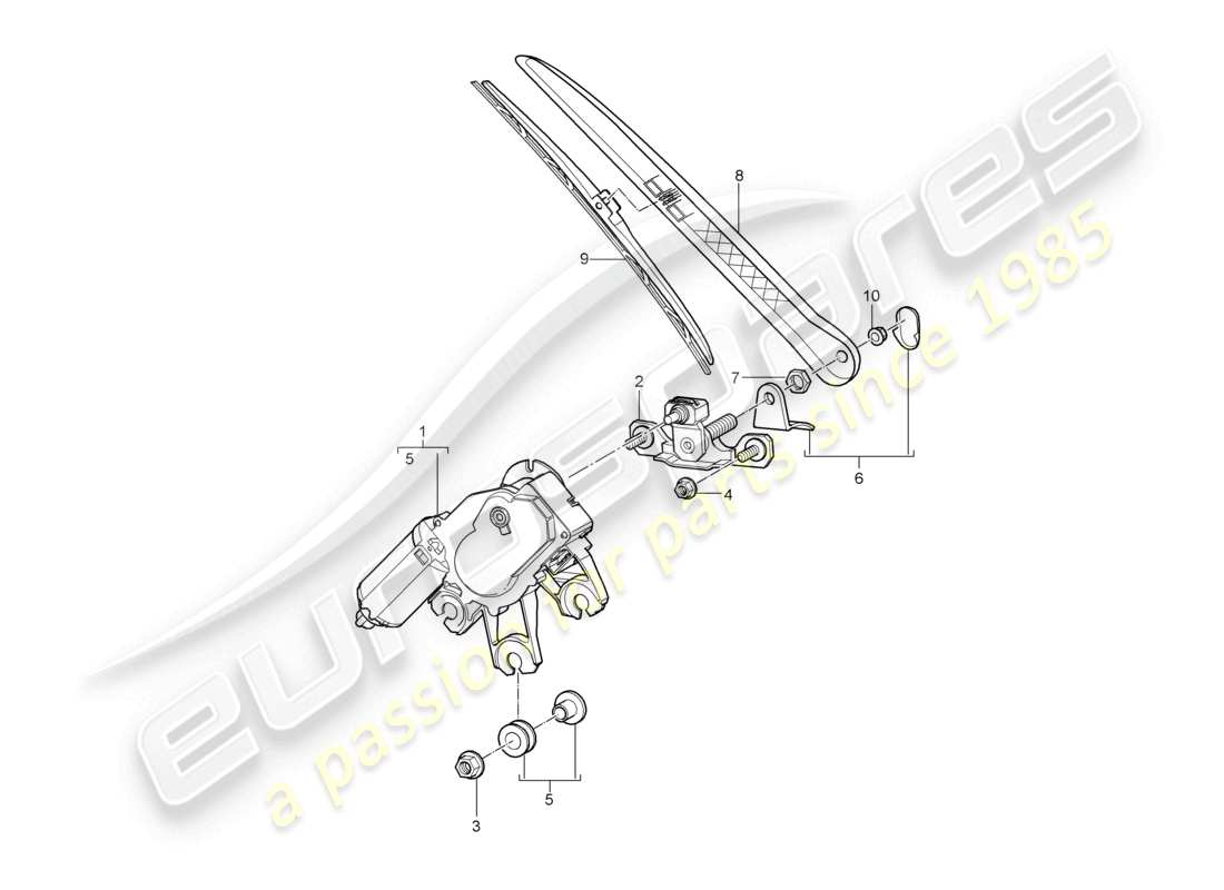 porsche 2010 (cayenne e1 9pa) rear window wiper parts diagram