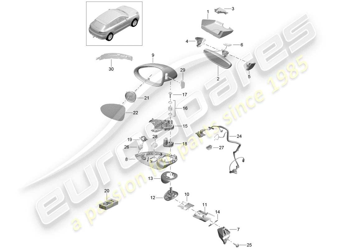 porsche 2018 (macan) interior mirror exterior mirror accessories sport design package part diagram
