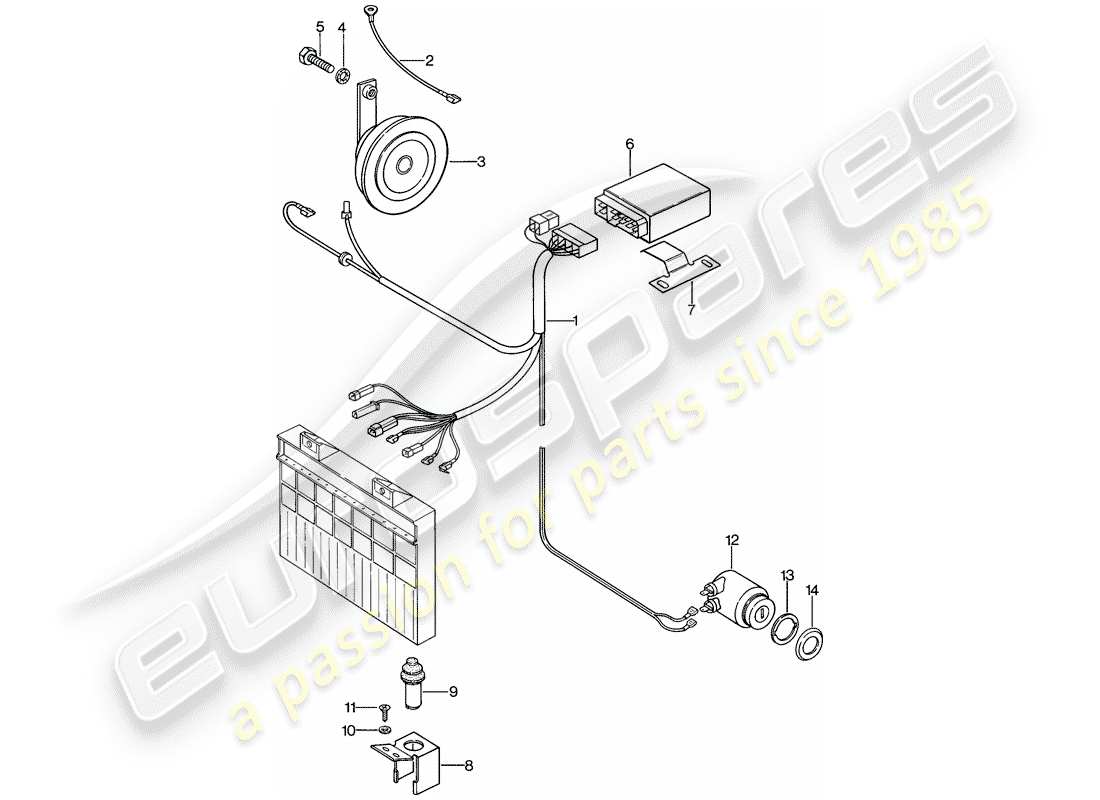porsche 1983 (944) alarm system parts diagram