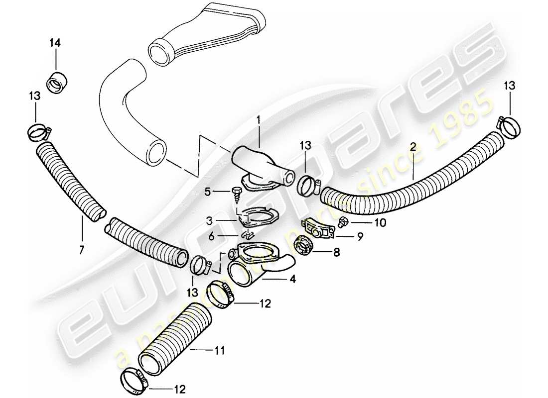 porsche 1986 (911) cooling air duct part diagram