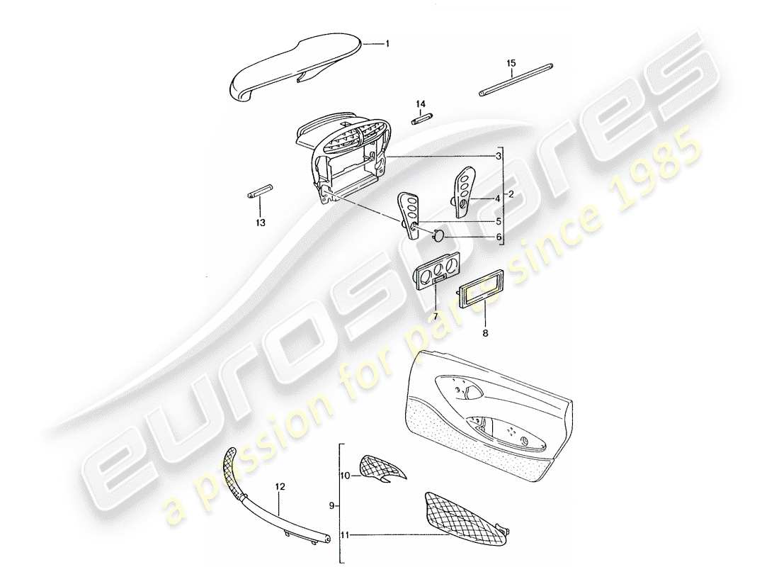porsche 2003 (tequipment) instrument box parts diagram