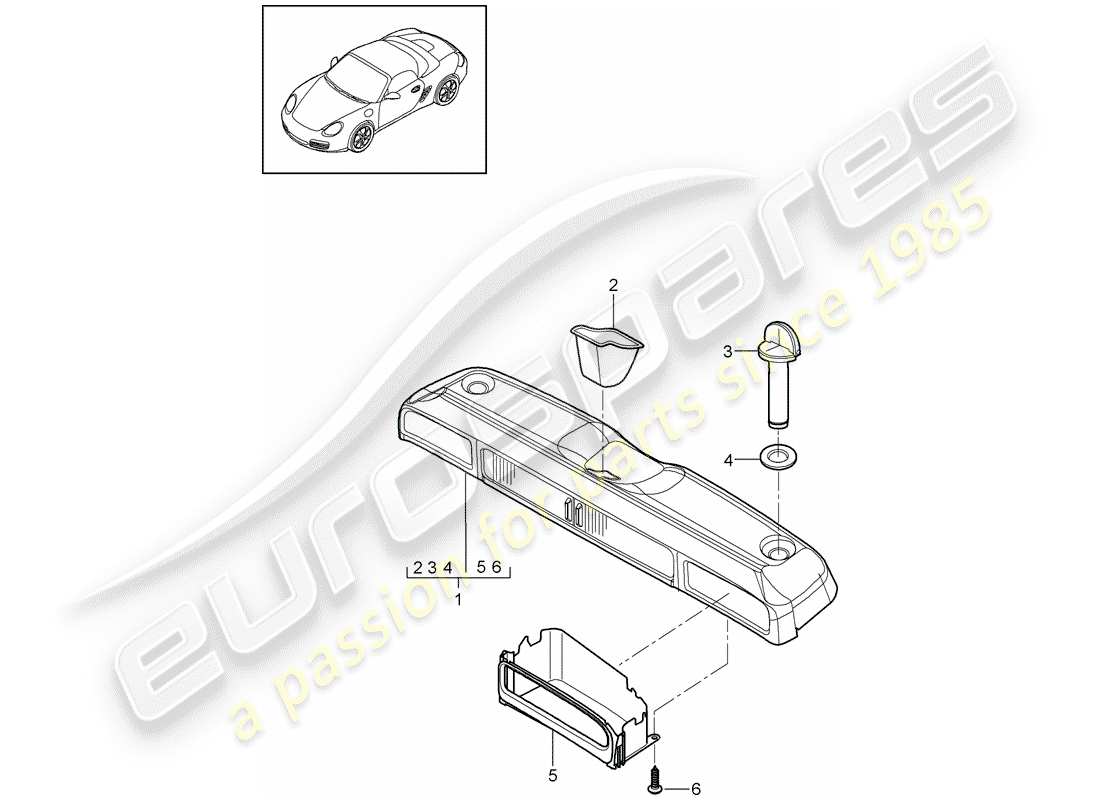 porsche 2012 (987 boxster) stowage box parts diagram