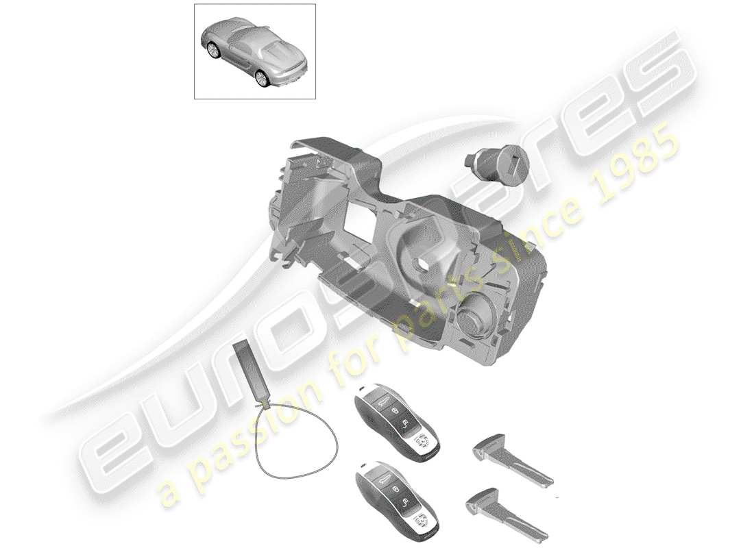 porsche 2016 (981 boxster spyder) repair set 1 set of lock cylinders parts diagram