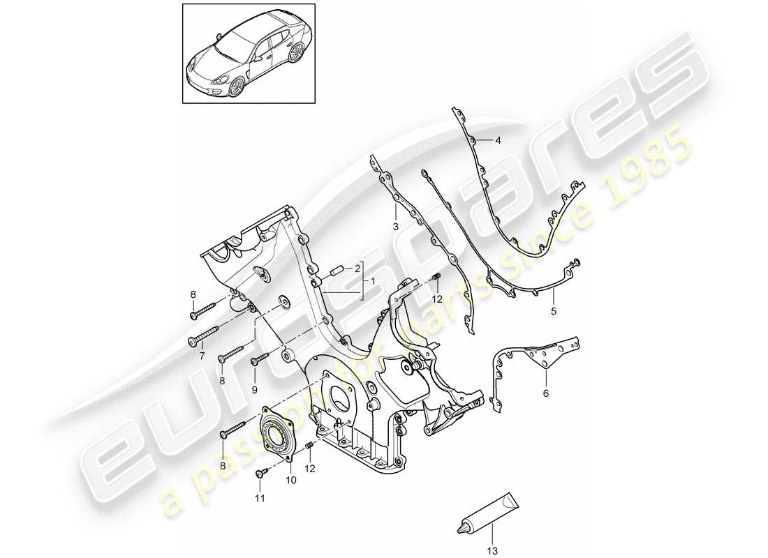 porsche 2012 (panamera 970) cover for timing chain sealing flange part diagram