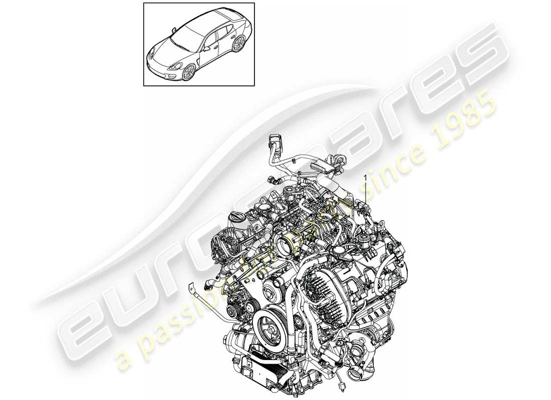 porsche 2011 (panamera 970) replacement engine but without: clutch plate - pdk - a/c compressor part diagram