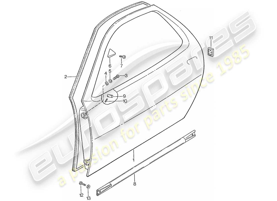 porsche 1987 (928) door shell parts diagram