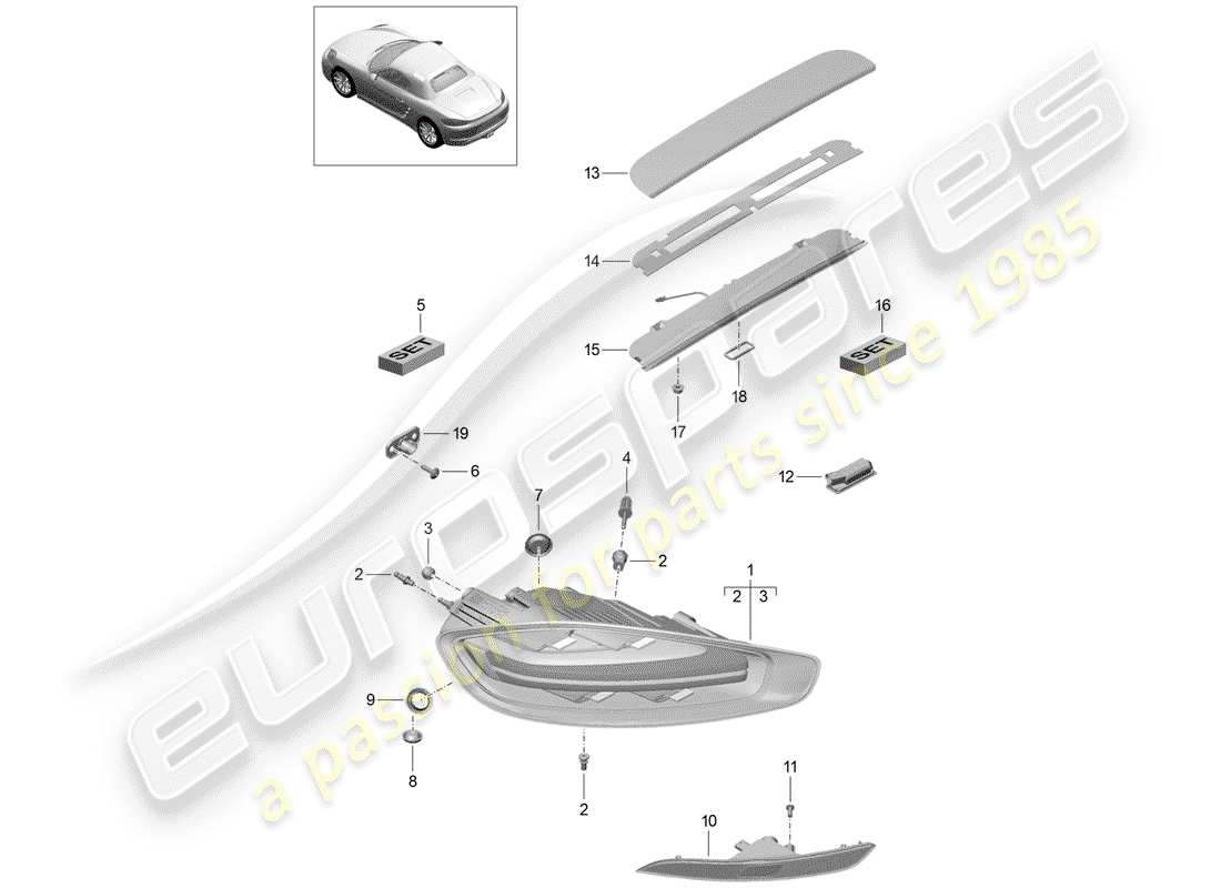 porsche 718 boxster (2020) rear light parts diagram