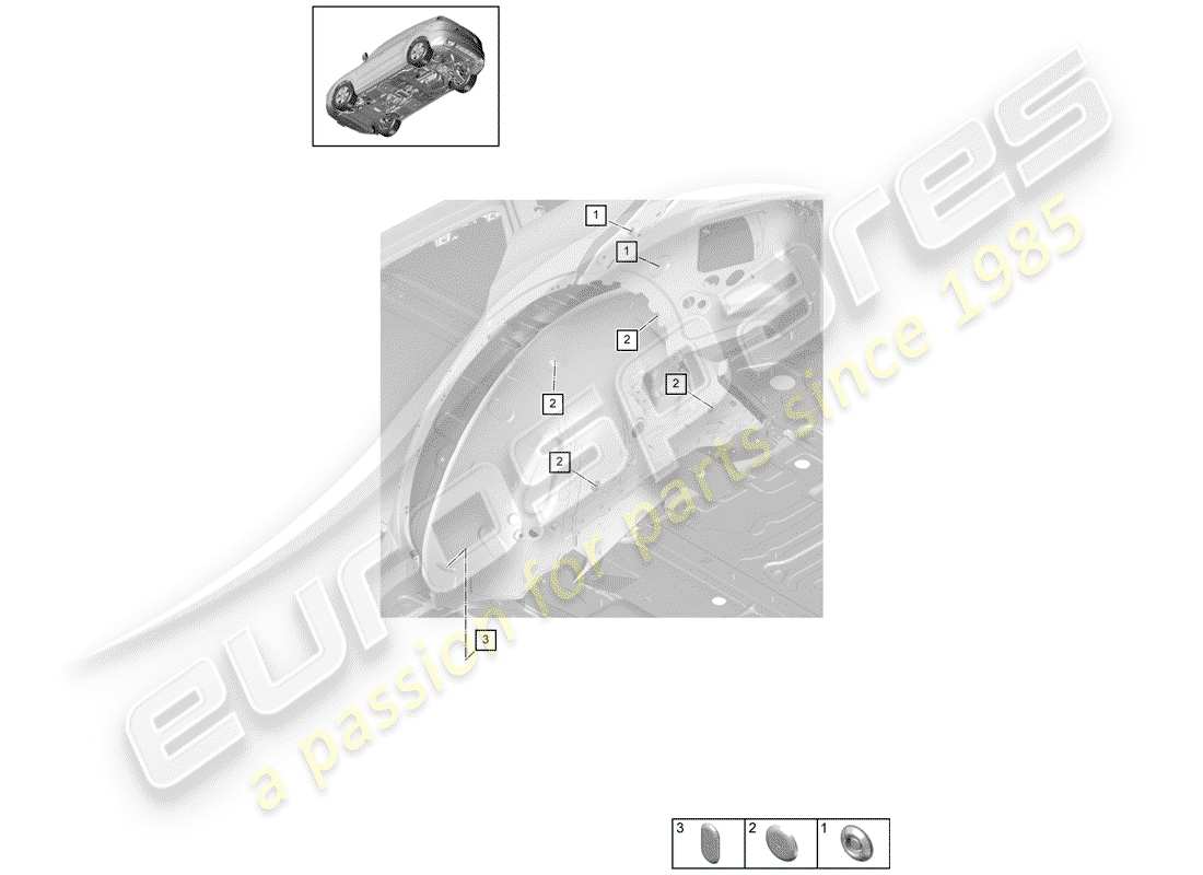 porsche 2020 (cayenne e3 9ya/9yb) bungs side rear left part diagram