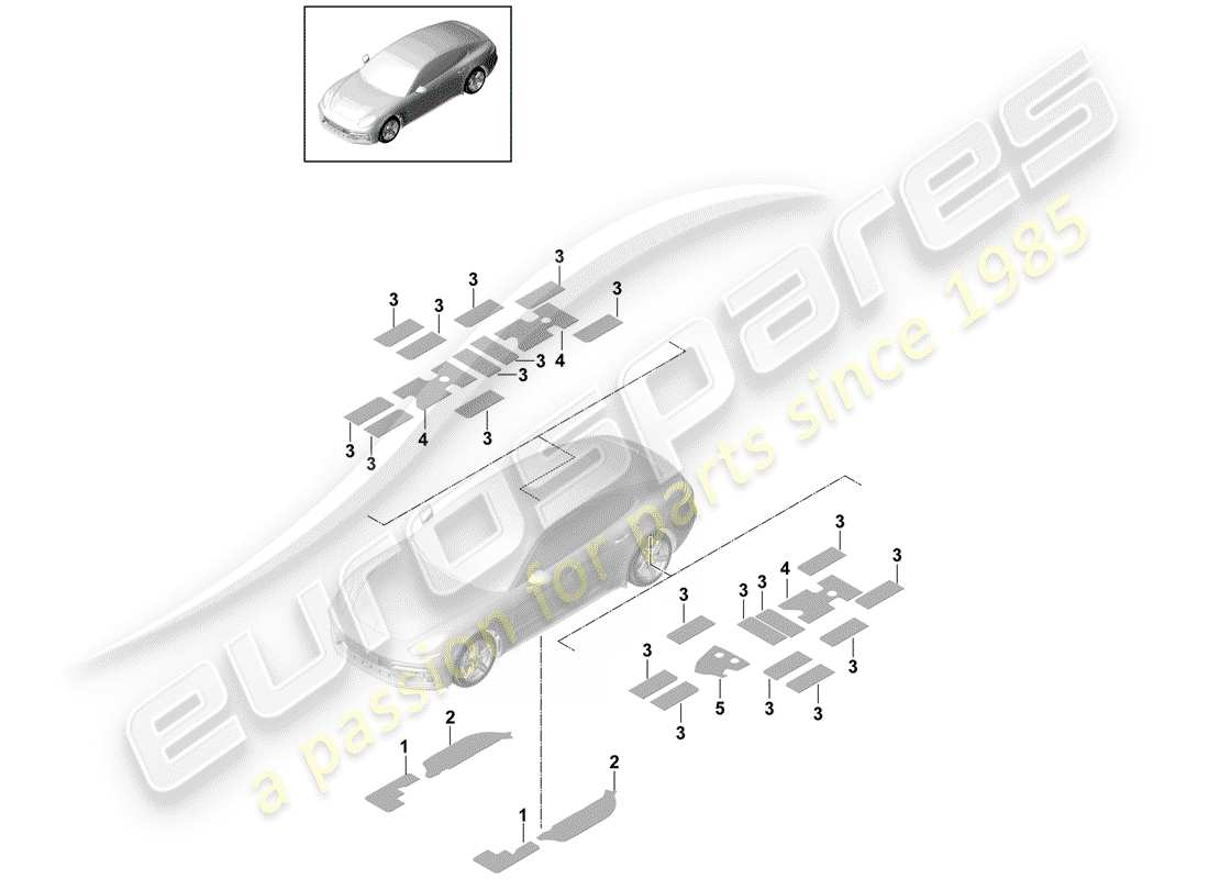 porsche 2019 (panamera 971-1) sound absorber outer sticky pad part diagram