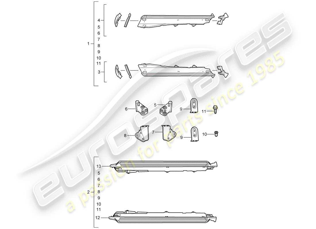 porsche 2006 (tequipment cayenne) side member trim parts diagram