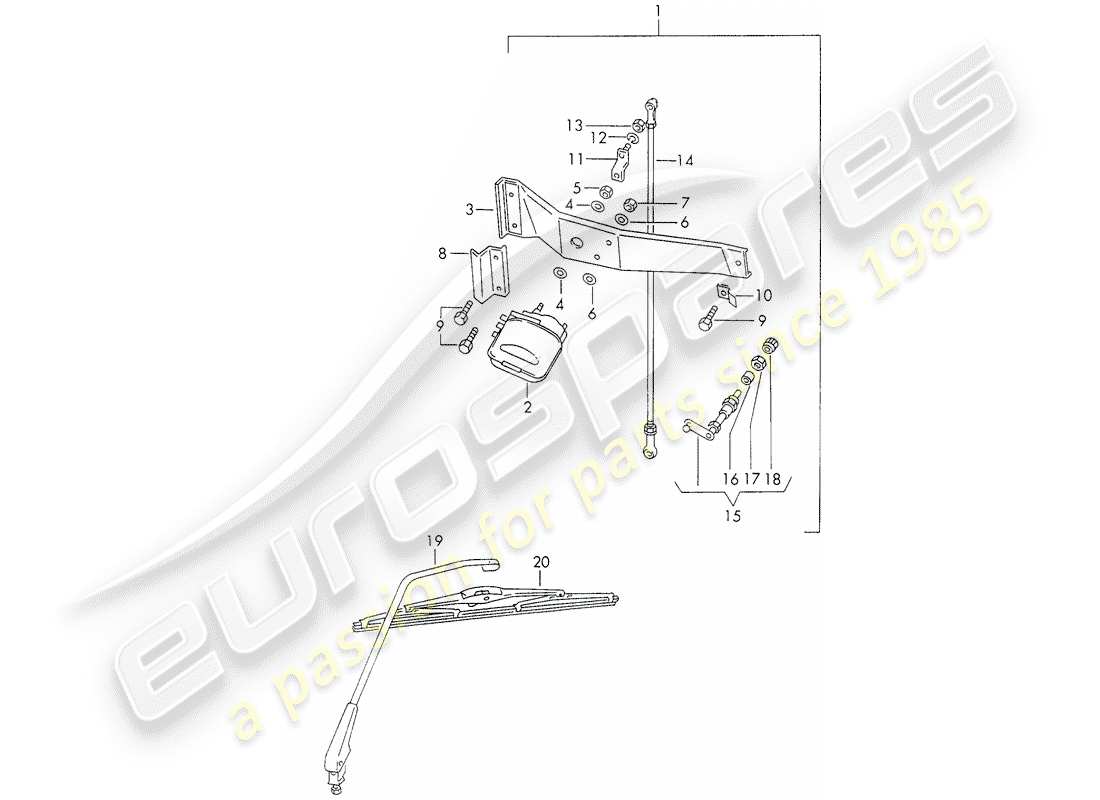 porsche 1971 (911) rear window wiper part diagram
