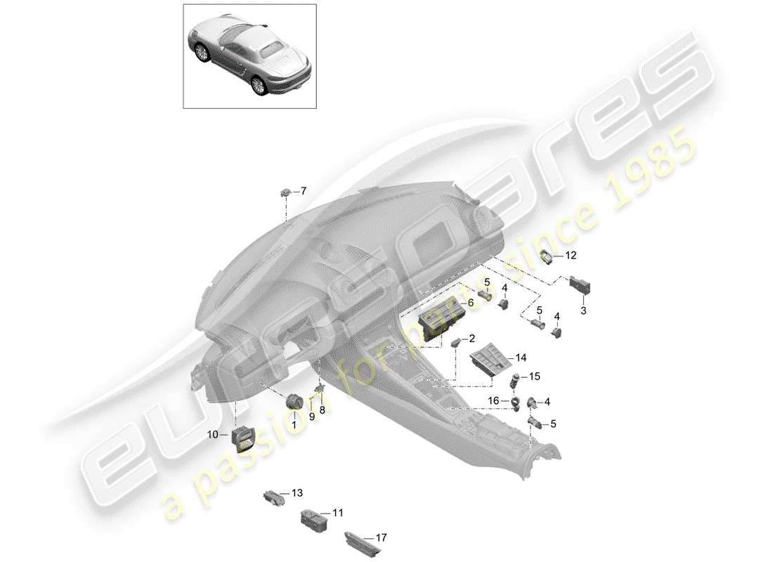 porsche 2018 (718 boxster) switch control panel air conditioning parts diagram